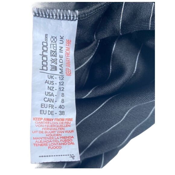 Boohoo Women's Black White High Waist Pinstripe Pants US 8 - Picture 10 of 11